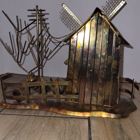 Music Box-Windmill-Copper Tone Metal w Movement-Vintage - Picture 2 of 8